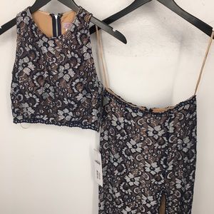 NWT Two Piece Prom Gown 46002 by Jovani Navy Sz 4